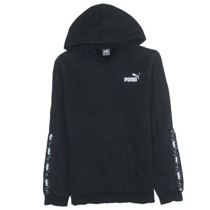 Puma Boys Black Hoodie 15-16 Years Pullover Fleece Logo Hooded Sweatshirt