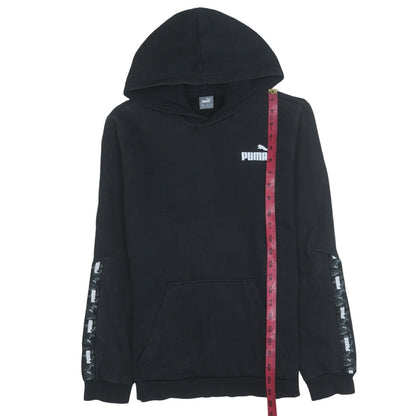 Puma Boys Black Hoodie 15-16 Years Pullover Fleece Logo Hooded Sweatshirt