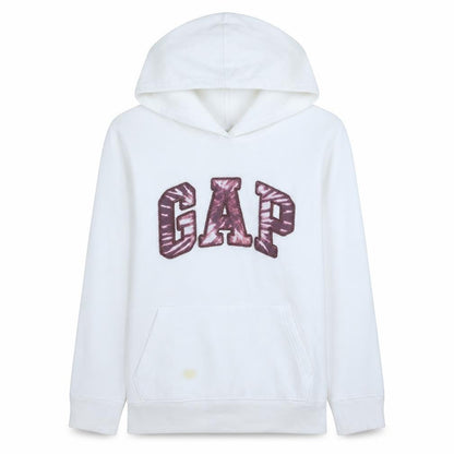 Gap Womens White Hooded Pullover Sweatshirt M Cotton Blend Logo Print