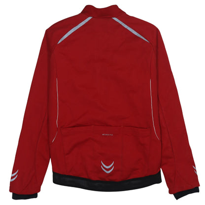 B'Twin Men's Red Cycling Track Jacket L Reflective Full Zip Softshell