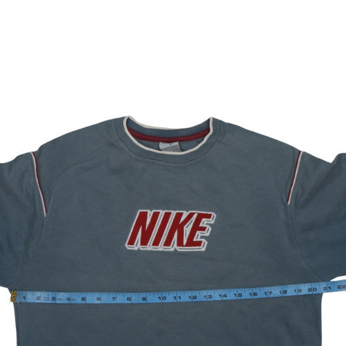 Nike Boys Blue Pullover Fleece Sweatshirt L Embroidered Logo Vintage
