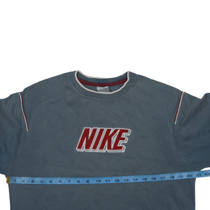 Nike Boys Blue Pullover Fleece Sweatshirt L Embroidered Logo Vintage