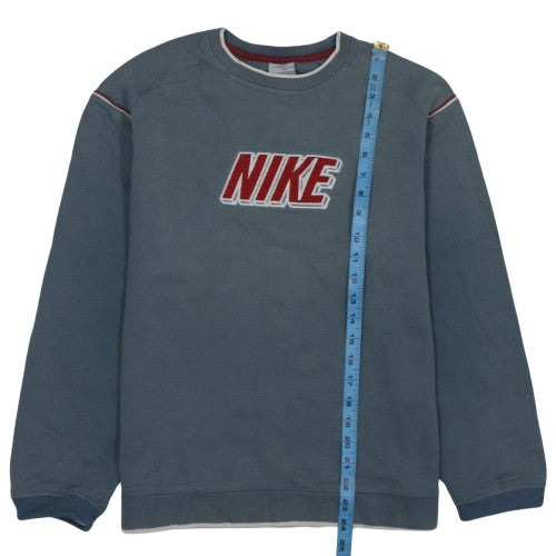 Nike Boys Blue Pullover Fleece Sweatshirt L Embroidered Logo Vintage
