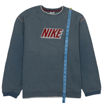 Nike Boys Blue Pullover Fleece Sweatshirt L Embroidered Logo Vintage
