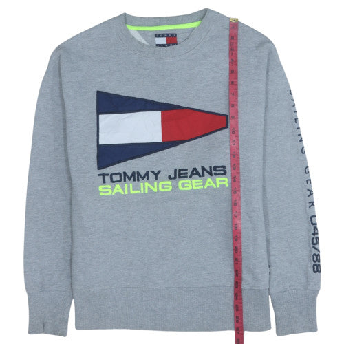 Mens UK Size L Tommy Jeans Grey Pullover Sweatshirt