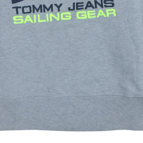 Mens UK Size L Tommy Jeans Grey Pullover Sweatshirt
