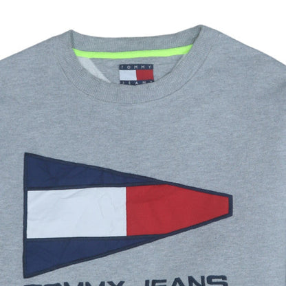 Mens UK Size L Tommy Jeans Grey Pullover Sweatshirt