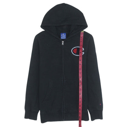 Champion Boys Black Full Zip Hoodie Size L Fleece Logo Sweatshirt