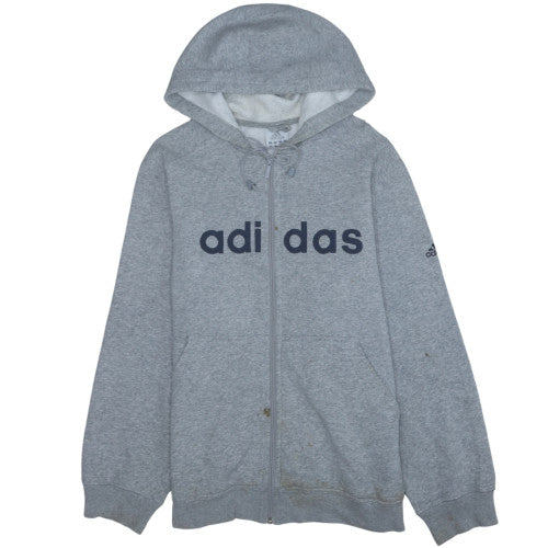 Mens UK Size L adidas Grey Full Zip Hoodie