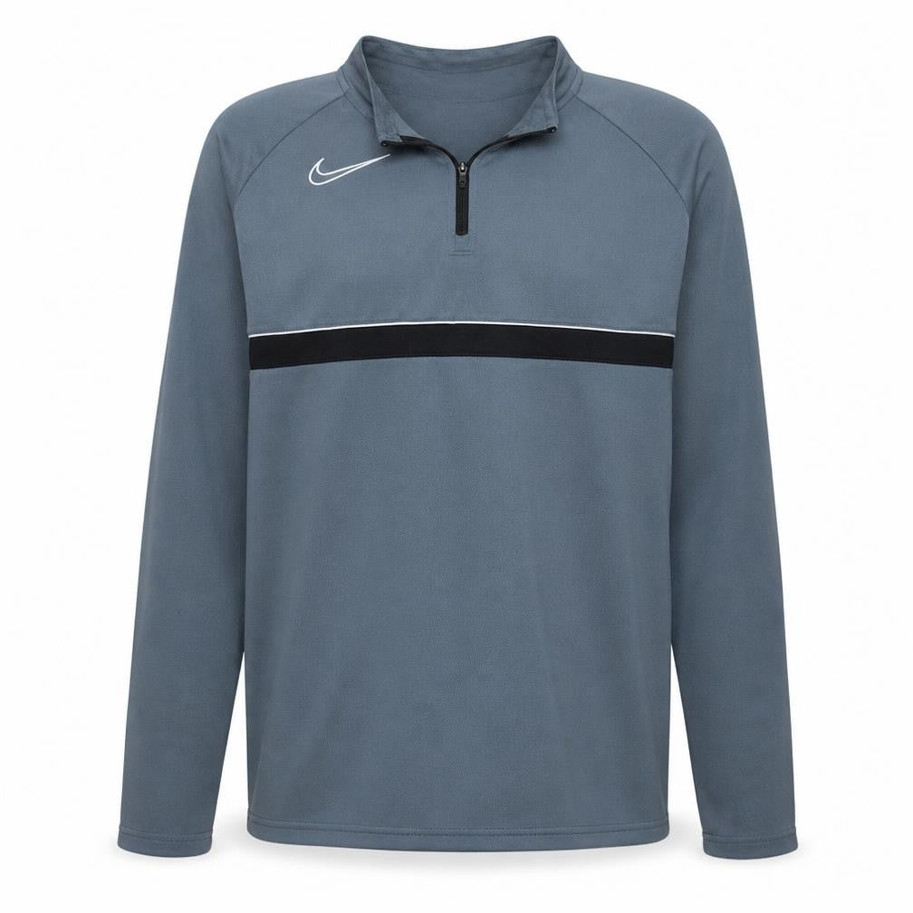 Front view of Nike boys’ grey xl dri-fit 1/4 zip long sleeve sports sweatshirt