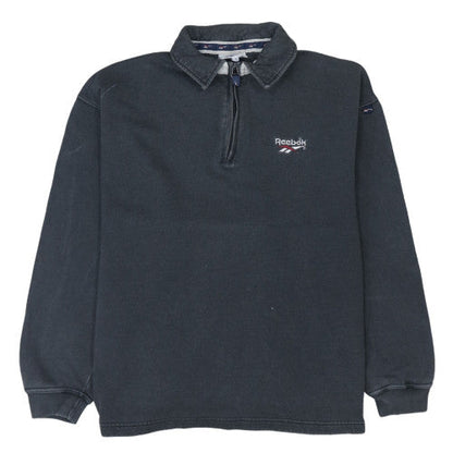 Reebok Men's Black Long Sleeve 1/4 Zip Polo Top Size L