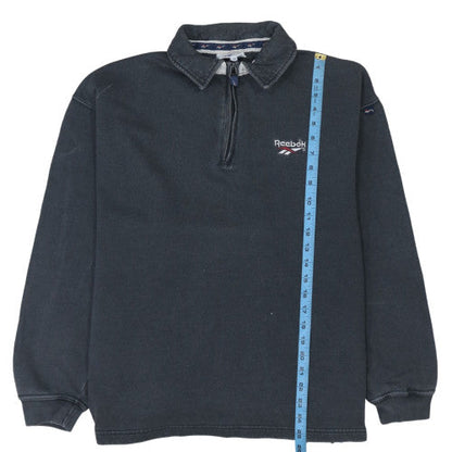 Reebok Men's Black Long Sleeve 1/4 Zip Polo Top Size L