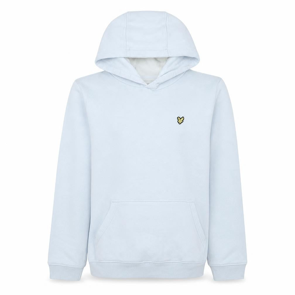 Front view of Lyle & Scott boys’ white pullover hoodie 15-16 years cotton fleece