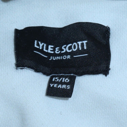 Lyle & Scott Boys White Pullover Hoodie 15-16 Years Cotton Fleece