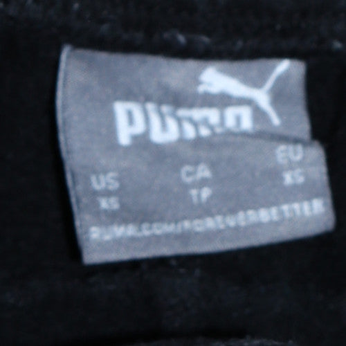 Puma Womens Black XS Jogger Fleece Sweatpants with Logo