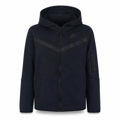 Front view of Nike boys’ black full zip hooded fleece hoodie xl 158-170cm