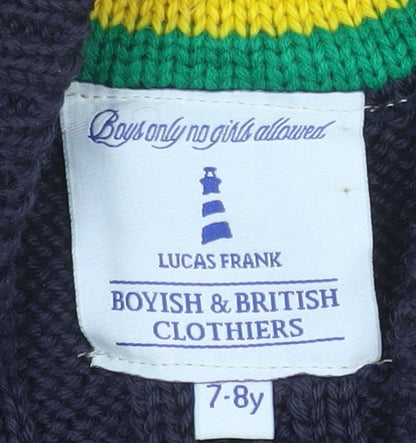 Boys UK Size 7-8 Years Lucas Frank Blue Vest Jumper