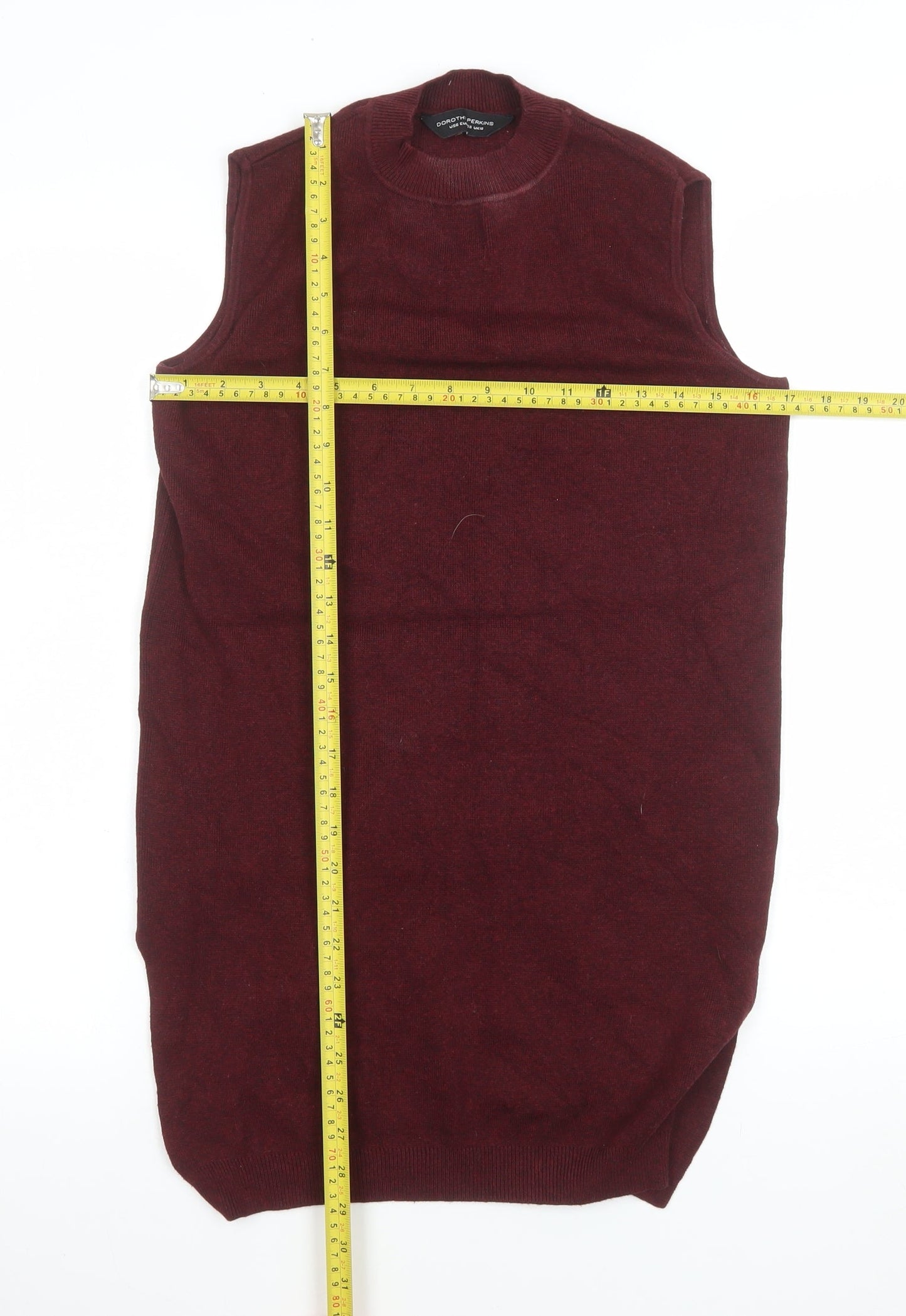 Womens UK Size 10 Dorothy Perkins Red Basic Tank