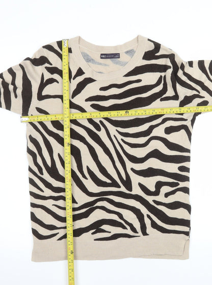 Marks and Spencer Women's Beige Animal Print Jumper Size 12