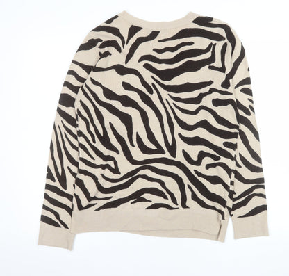 Marks and Spencer Women's Beige Animal Print Jumper Size 12