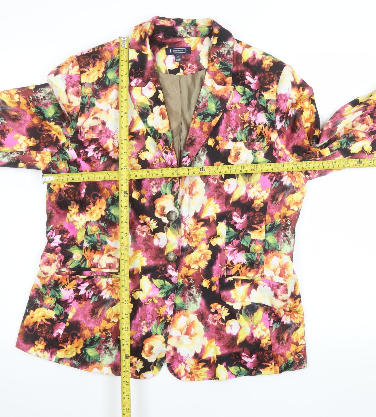 Amphora Womens Multicoloured Floral Cotton Blazer UK 18 XXL