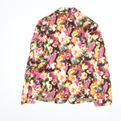 Amphora Womens Multicoloured Floral Cotton Blazer UK 18 XXL
