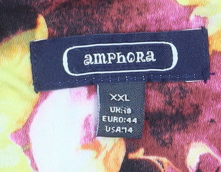 Amphora Womens Multicoloured Floral Cotton Blazer UK 18 XXL