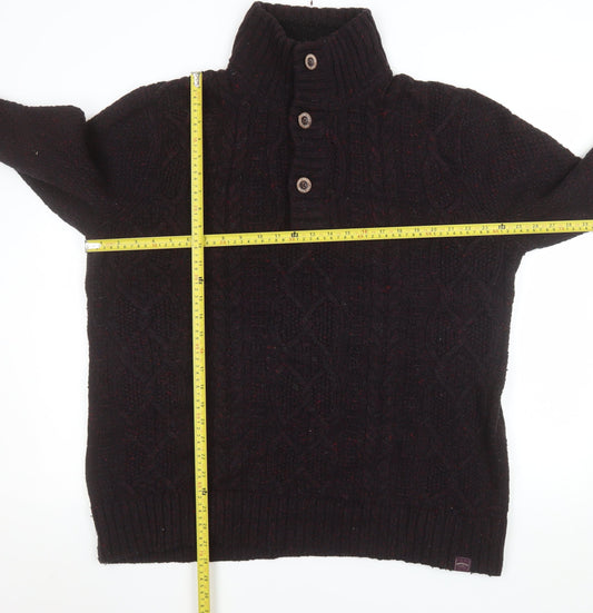 Mens UK Size XL FatFace Brown Henley Jumper