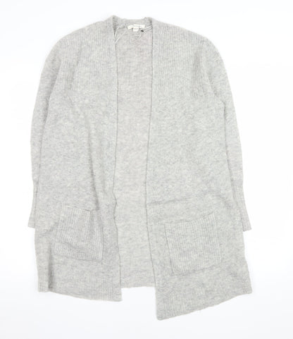 White Stuff Women’s Grey Long Sleeve Open Knit Cardigan Size 8