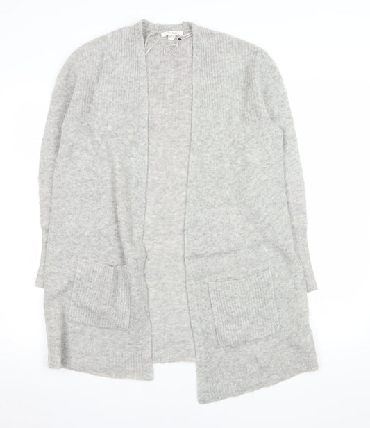 White Stuff Women’s Grey Long Sleeve Open Knit Cardigan Size 8