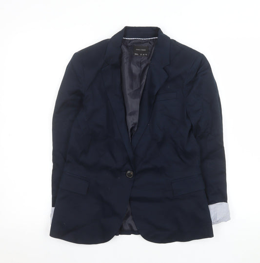 Womens UK Size M Zara Basic Regular Blue Blazer