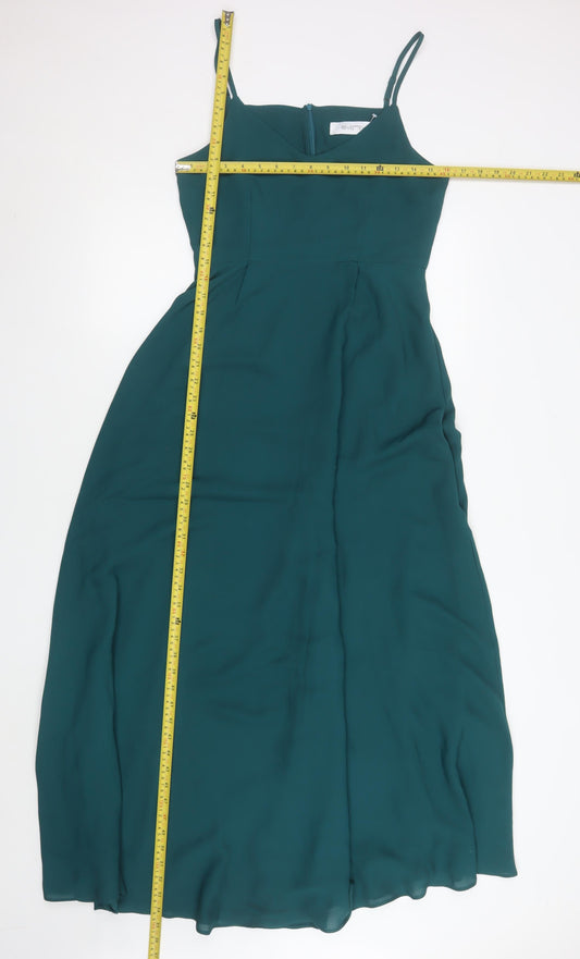 Rewritten Women's Green Long Slip Dress Size S V-Neck Sleeveless