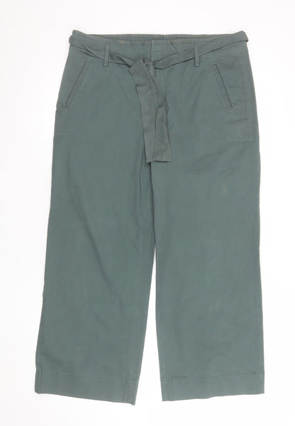 Womens UK Size 10 LOFT Regular Fit Cropped Green Trousers