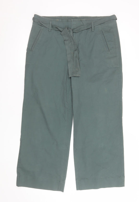 Womens UK Size 10 LOFT Regular Fit Cropped Green Trousers