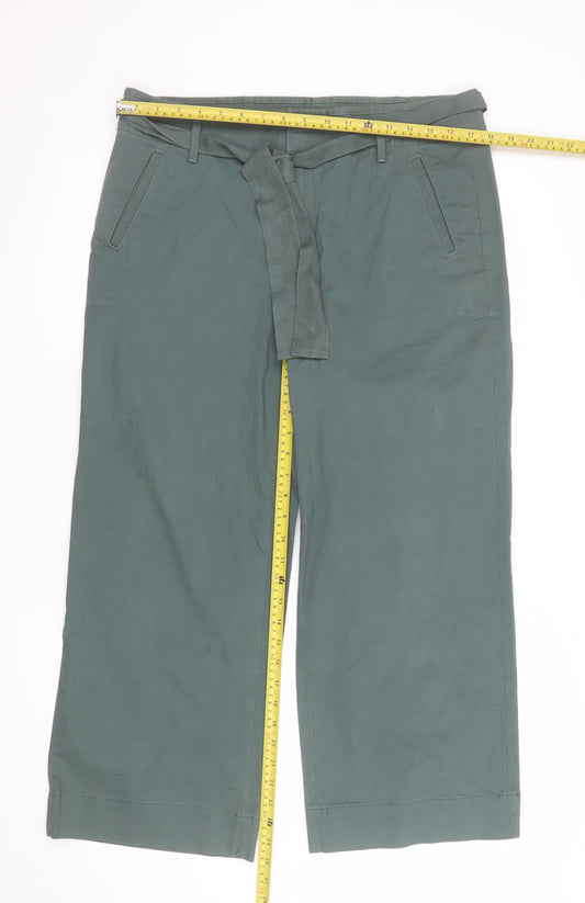 Womens UK Size 10 LOFT Regular Fit Cropped Green Trousers