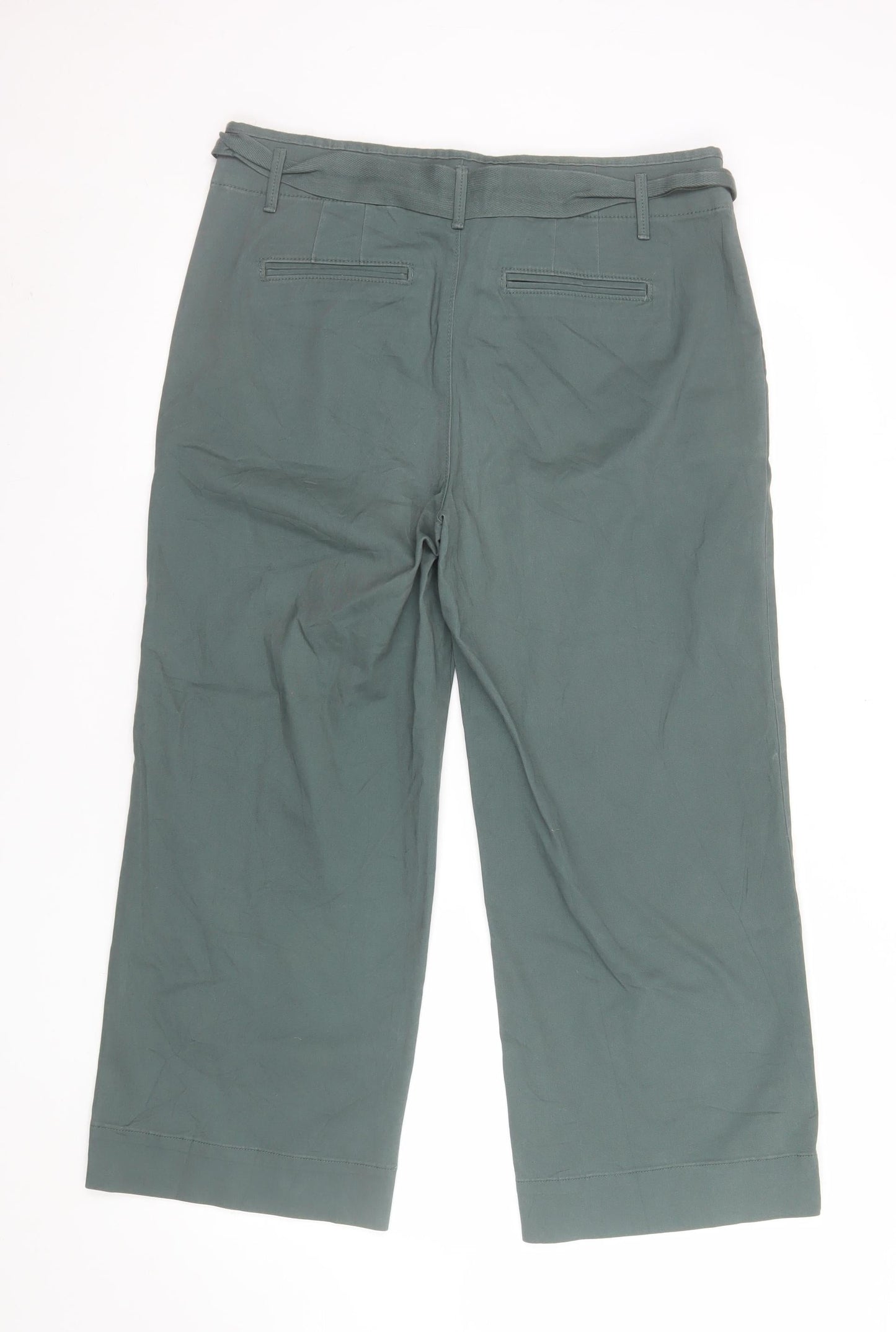 Womens UK Size 10 LOFT Regular Fit Cropped Green Trousers