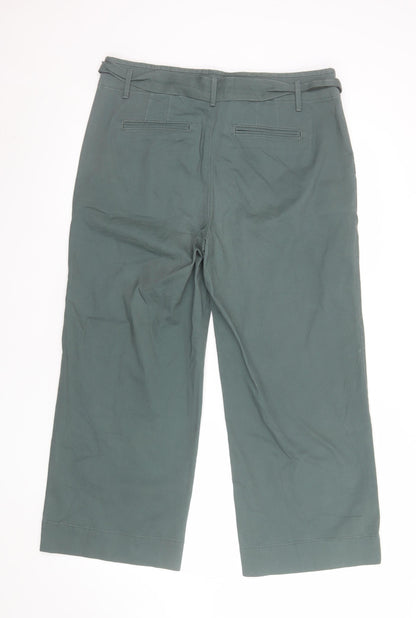 Womens UK Size 10 LOFT Regular Fit Cropped Green Trousers