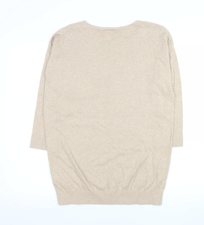 Wallis Womens Beige Butterfly Beaded Cotton Jumper Size S