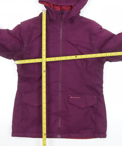 Quechua Girls Purple Hooded Puffer Jacket 14 Years Warm Winter Coat