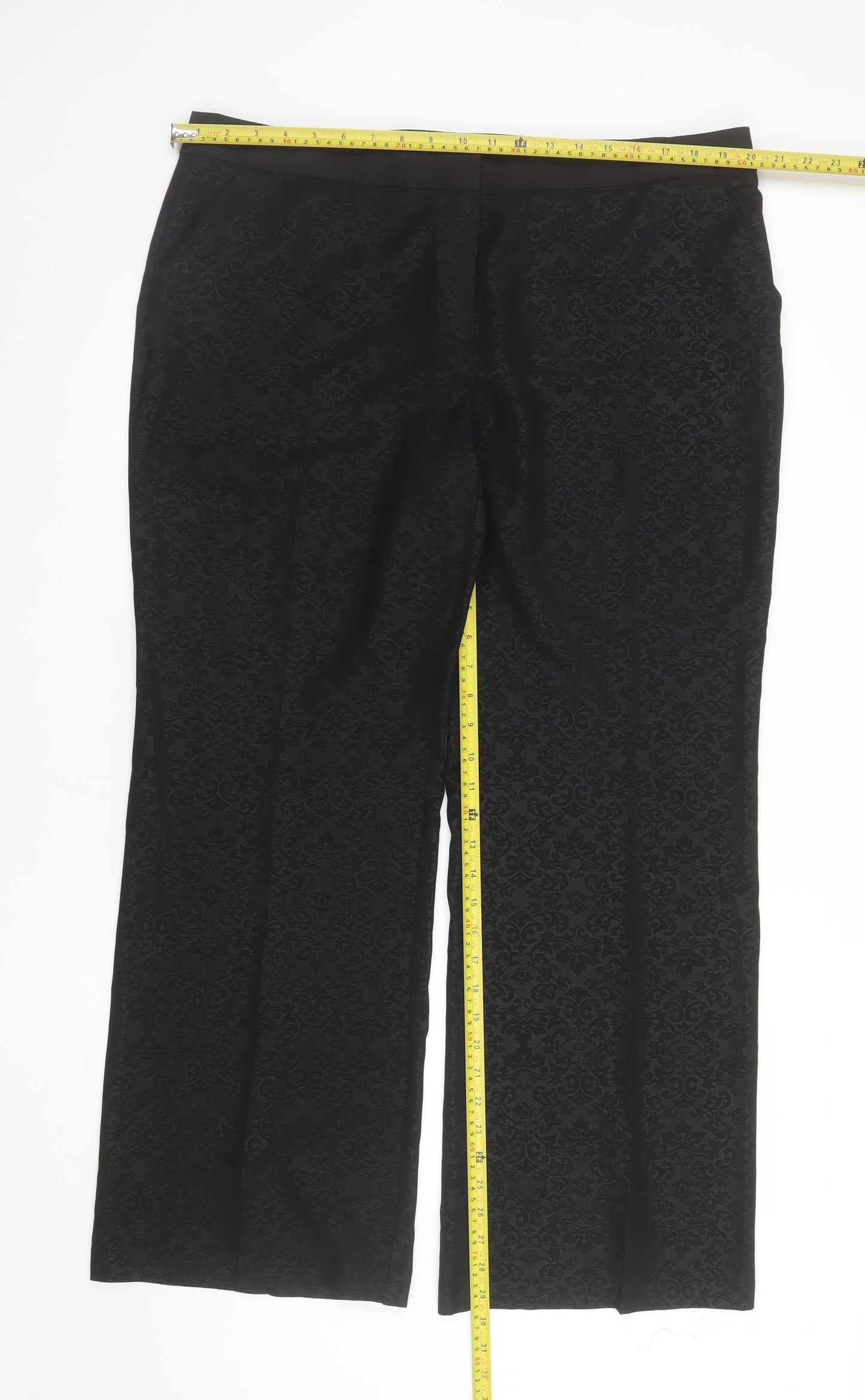 Next Women’s Black Floral Jacquard Dress Pants Size 18 Regular