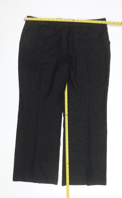 Next Women’s Black Floral Jacquard Dress Pants Size 18 Regular