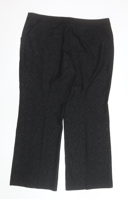 Next Women’s Black Floral Jacquard Dress Pants Size 18 Regular