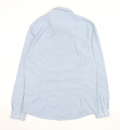 River Island Men's Blue Long Sleeve Button-Up Shirt L Classic Fit