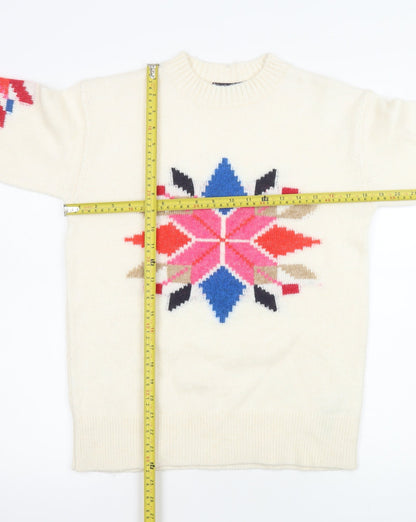 Marks and Spencer Womens Ivory Fair Isle Knit Jumper XS
