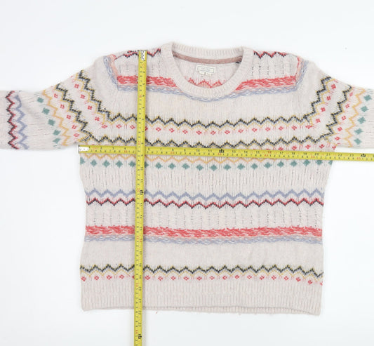 Fat Face Women's Beige Fair Isle Knit Jumper Size 10