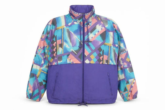 Front view of Rodeo Teens Multicoloured 80s Geometric Windbreaker Jacket, size 164