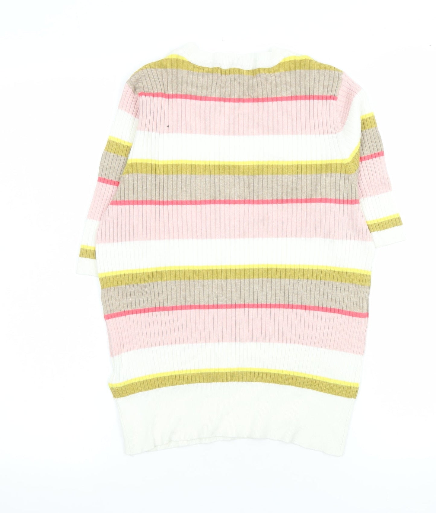 Marks and Spencer Womens Multicoloured Striped Short Sleeve Knit T-Shirt Size 12