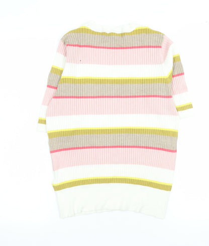 Marks and Spencer Womens Multicoloured Striped Short Sleeve Knit T-Shirt Size 12