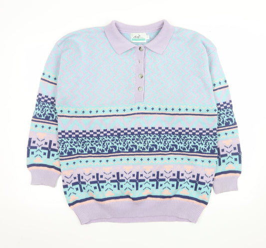 Womens UK Size S DASH Multicoloured Henley Jumper
