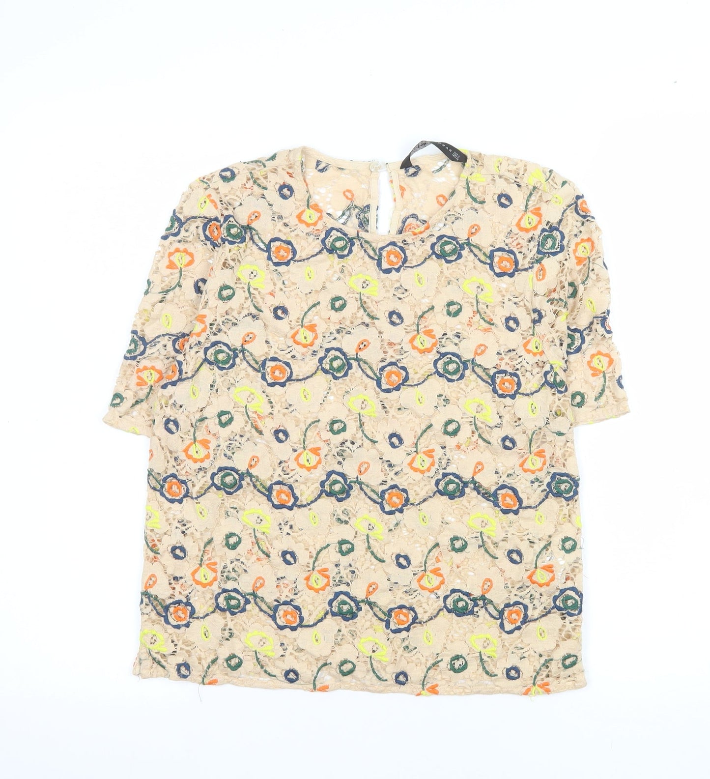 Womens UK Size 8 Zara Beige Tunic Blouse